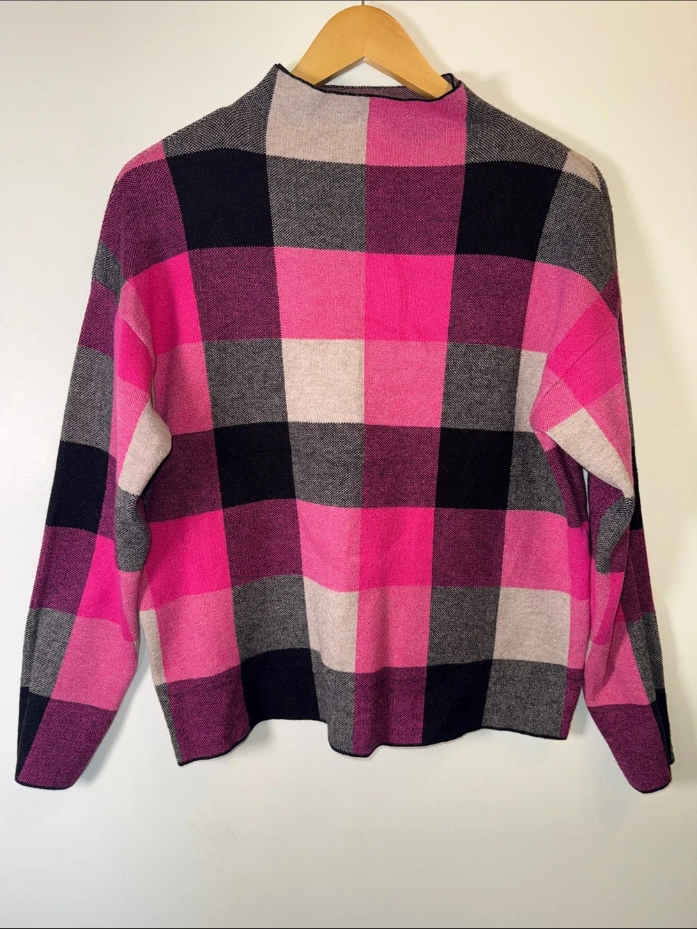 Tahari Mock Neck Vibrant Plaid Sweater - Picture 3 of 10